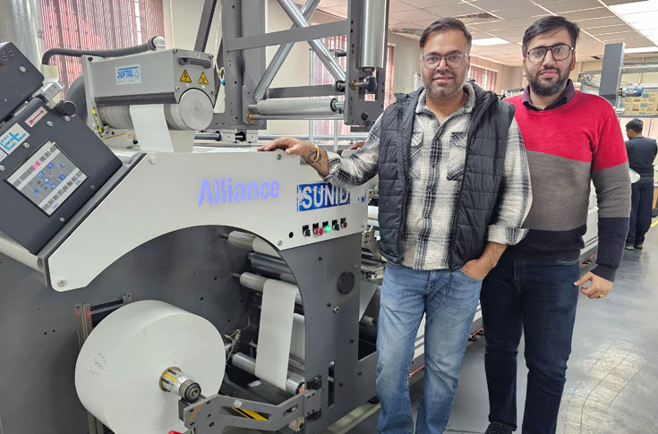 Toph Packaging production facility operating Alliance Nova A5 9-colour servo-based flexo press with inspection systems for high-volume label printing