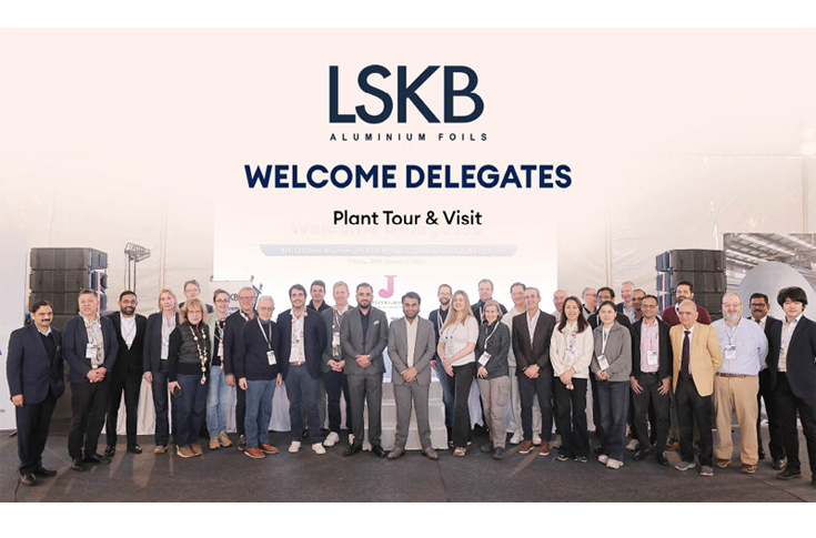 International aluminium foil industry delegates visiting LSKB Aluminium Foils’ Sonipat manufacturing facility, observing advanced production lines and large-scale aluminium operations in India