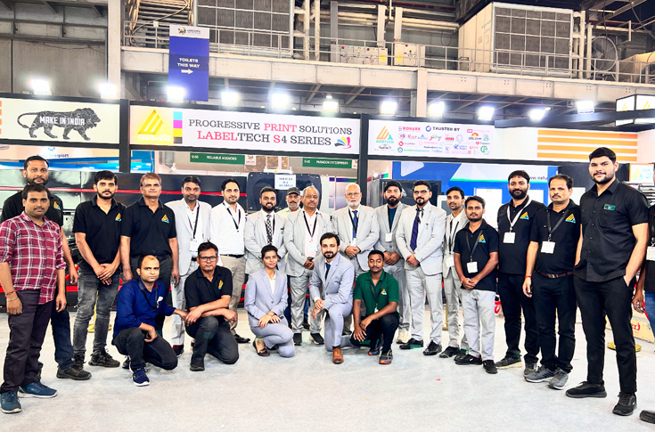 Webtech showcasing its fully servo flexo press at Labelexpo India 2024, highlighting high-speed label printing technology and advanced flexographic machinery