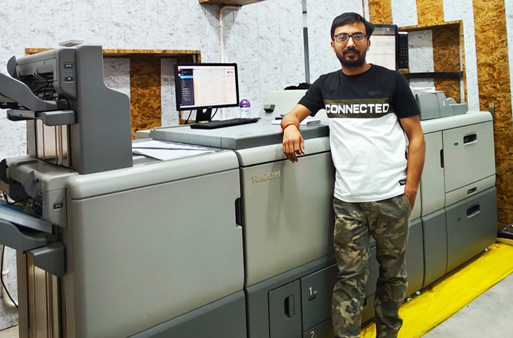 Sunder Printing Press operating the Ricoh Pro C7200x for premium labels, wine bottle stickers, and speciality commercial printing applications