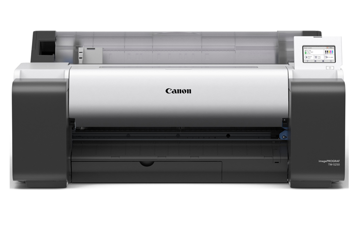 Canon imagePROGRAF TM Series large-format inkjet printers designed for fast, high-quality printing in copy shops and photo studios with eco-friendly packaging and sleek user-friendly design
