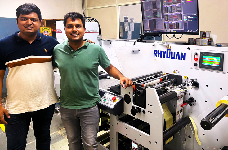Print Panache Packaging Solutions upgrades with Rhyguan Smart-450 slitting and rewinding machine featuring Luster 100% inspection camera for defect detection, automated rejection, and high-speed label production