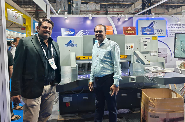 Prescitech Equipments paper cutting machine with Indian-developed control software and CE-certified hardware showcased at Pamex 2026 trade exhibition