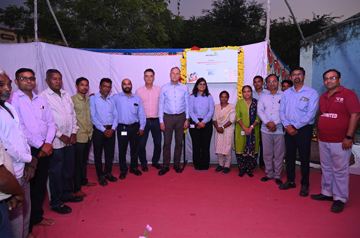 Archroma representatives and community leaders attend the groundbreaking ceremony for a new Anganwadi centre designed to support child education, nutrition, healthcare, and sustainable community development