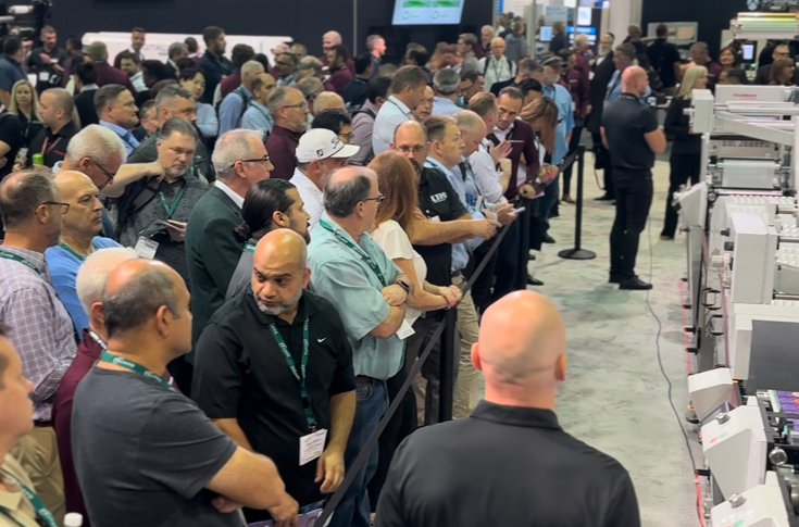 Mark Andy printing technology showcase featuring flexo and hybrid presses such as Performance Series, DSHD HighSpeed 1200, and Pro Series for label and packaging production