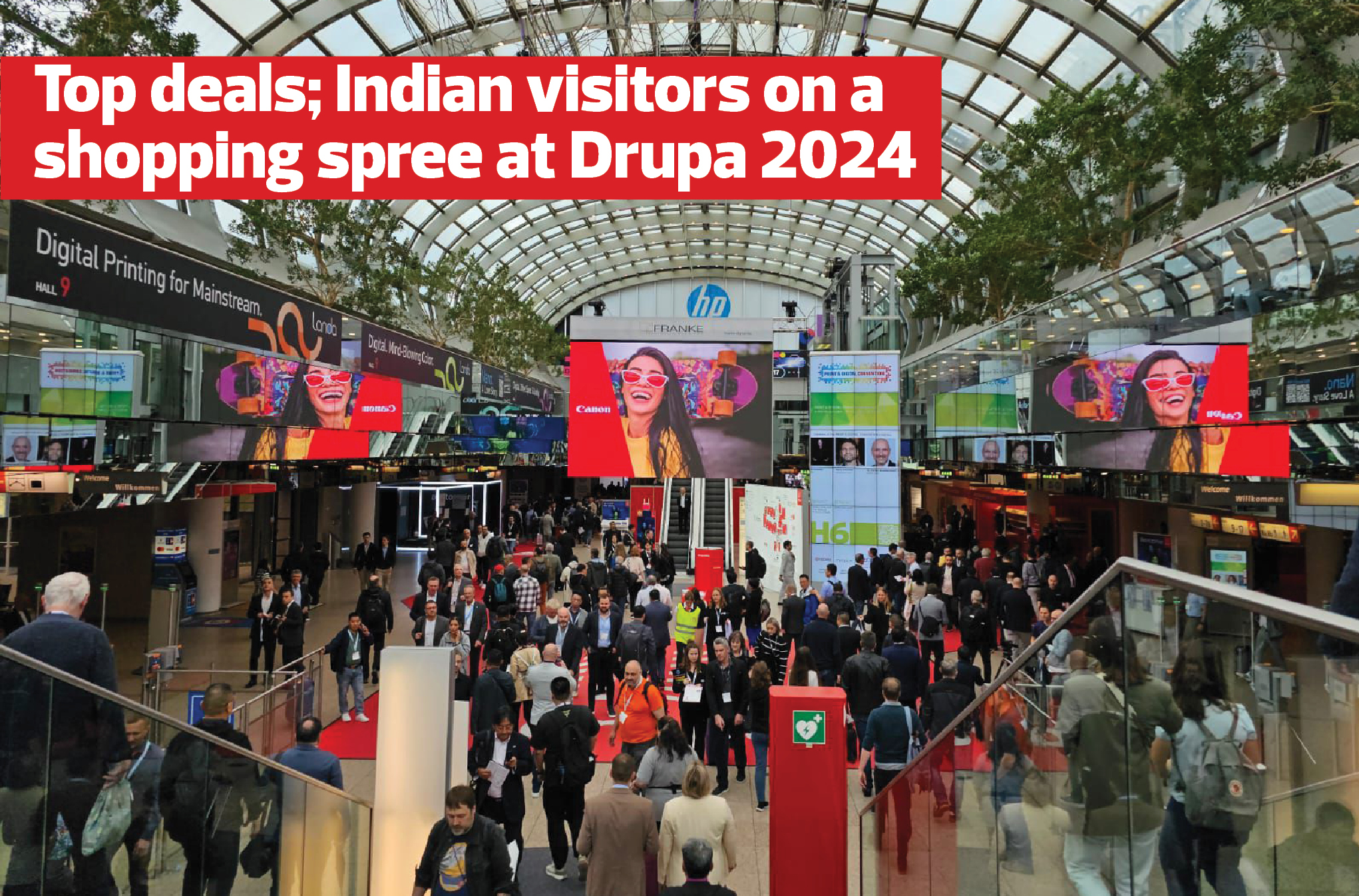 Autoprint Finecoat 105 Drip Off UV coating machine showcased at Drupa exhibition, attracting international visitors and generating global orders and distributor interest