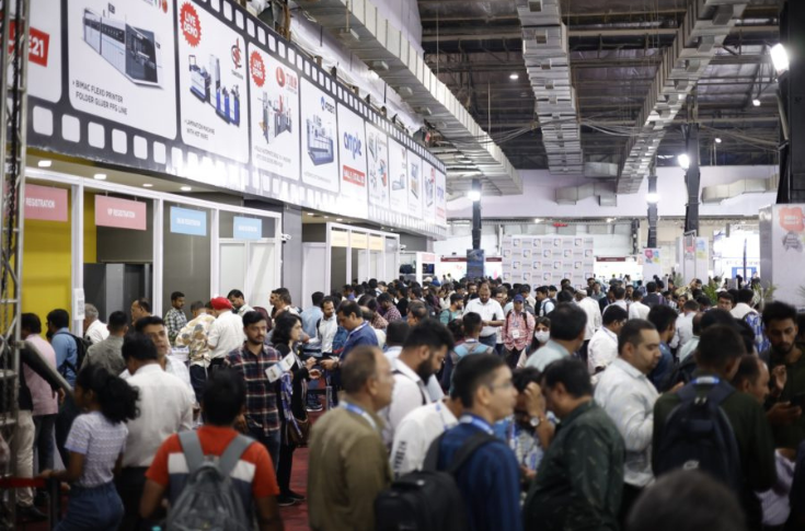 Pamex 2026 print and packaging exhibition at Nesco Grounds, Mumbai showcasing large-scale machinery displays, live demonstrations, and global exhibitors presenting new printing and packaging technologies