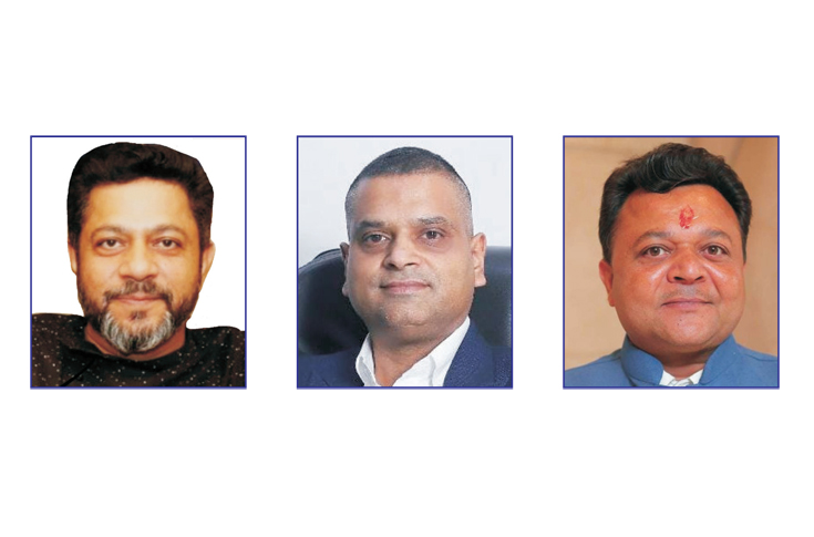Delhi Printers’ Association leadership team for 2024–2025 featuring elected officials Puneet Talwar as president, Sandeep Aggarwal as honorary general secretary, and Prashant Aggarwal as treasurer representing the Indian printing industry association