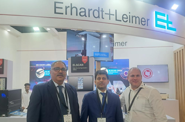 Erhardt+Leimer industrial print inspection setup showcasing OMS3 camera system and Smartcan entry-level inspection unit with high-resolution 18-megapixel camera technology used for web inspection, quality control, and printing production monitoring