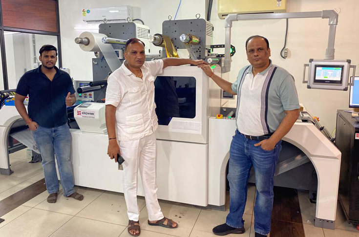 Kridwinn label finishing systems at Dulari Printpack producing premium labels with UV varnish, foiling, embossing, and precision die-cutting in roll and sheet formats