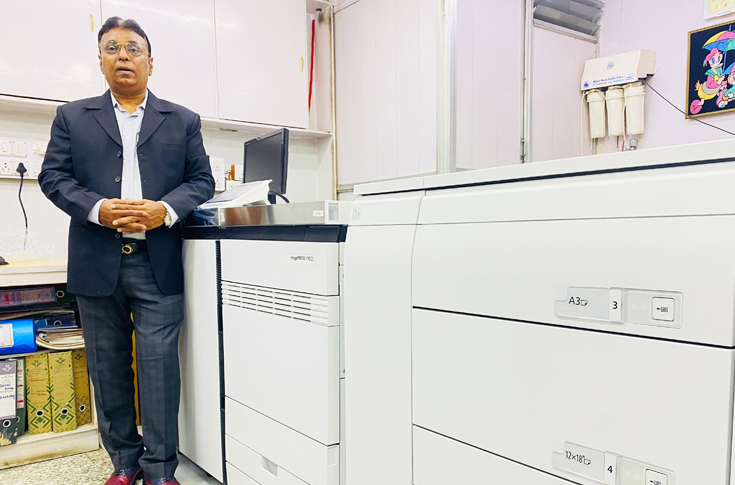 Sonal Xerox team with the Canon ImagePress V1000 digital press, enhancing print speed, quality, and versatile commercial printing applications across Ahmedabad branches