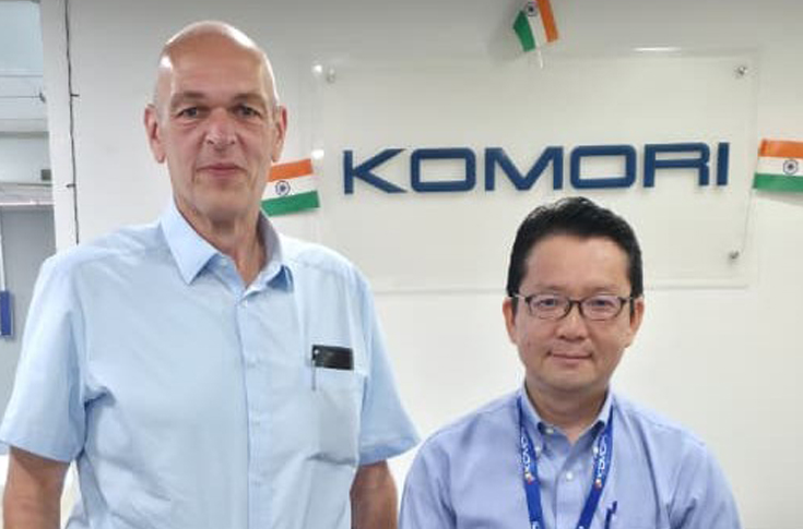 Frank Bahmer, managing director of H+H GmbH (MBO Group), discussing print finishing solutions for the Indian market, including automated folding systems used for pharmaceutical inserts, cosmetic packaging, signatures, and commercial printing applications with high productivity and quick setup capabilities