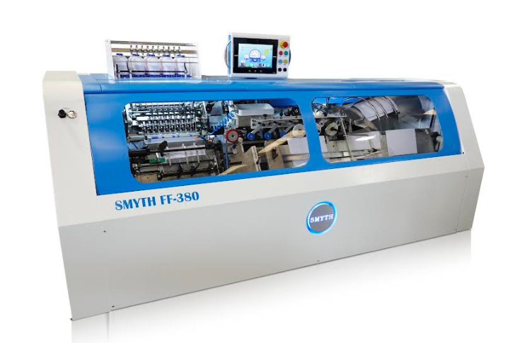 Smyth showcasing FF-380 4D automatic book sewing machine and announcing India expansion at Drupa 2024