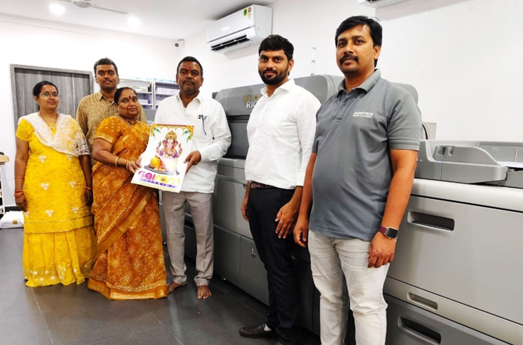 Ricoh digital colour production presses (Pro C7500 and Pro C9500) installed at Sri Sairam Traders printing facility, producing high-quality colour graphics and commercial print jobs with improved speed and productivity