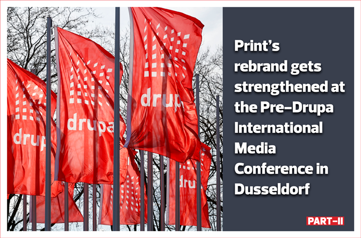 Print journalists and global printing technology companies attending the Pre-Drupa International Media Conference hosted by Messe Düsseldorf ahead of drupa 2024