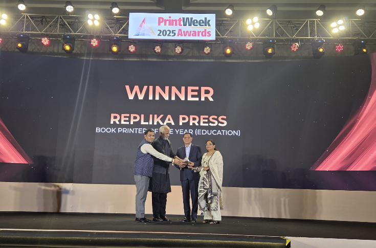 Replika Press premium printed books featuring medical textbooks, comic covers, devotional books with foiling and gilding, and student planners with flexibound covers and elastic closures